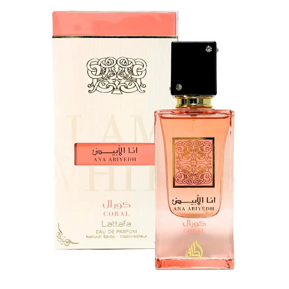 Lattafa Ana Abiyedh Coral Eau de Parfum for Women, 100ml (3.4 oz) Body Perfume Spray with Floral, Amber, and Vanilla Notes - Limited Edition Fragrance, Self Care Products