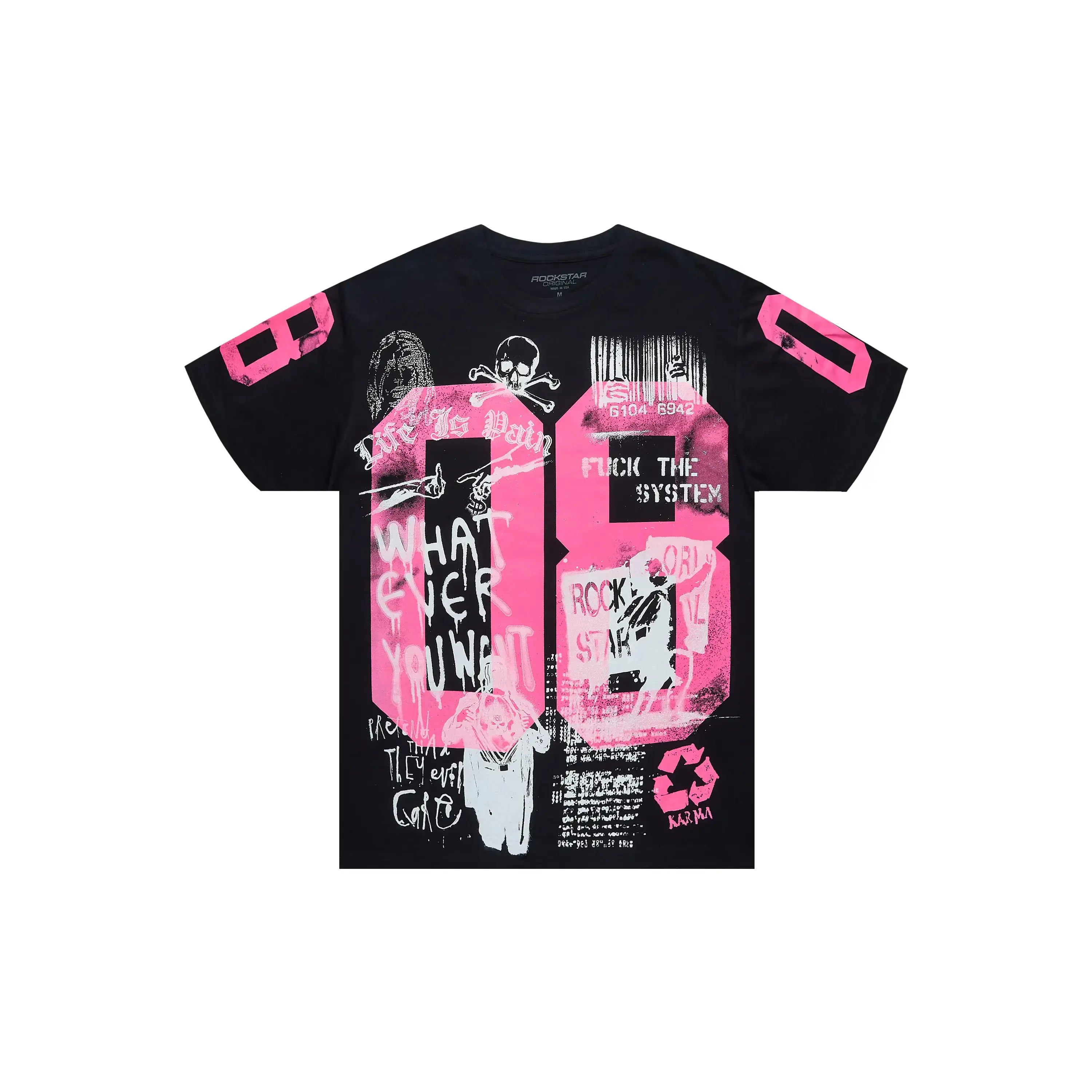 Camicie oversize in jersey per le donne T-shirt a maniche corte con grafica numerica magliette casual con scollo a V T-shirt larghe Y2K camicie grunge, rosa, S