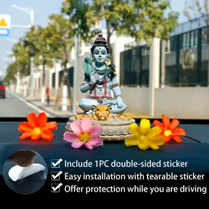 Hindu God Lord Shiva Statue - 3.8”H Indian Idol Shiva for Car Dashboard Decor Diwali Murti Item Home Office Temple Mandir Shrine Altar Pooja Decor India Diwali Puja Gifts for Friends Relative