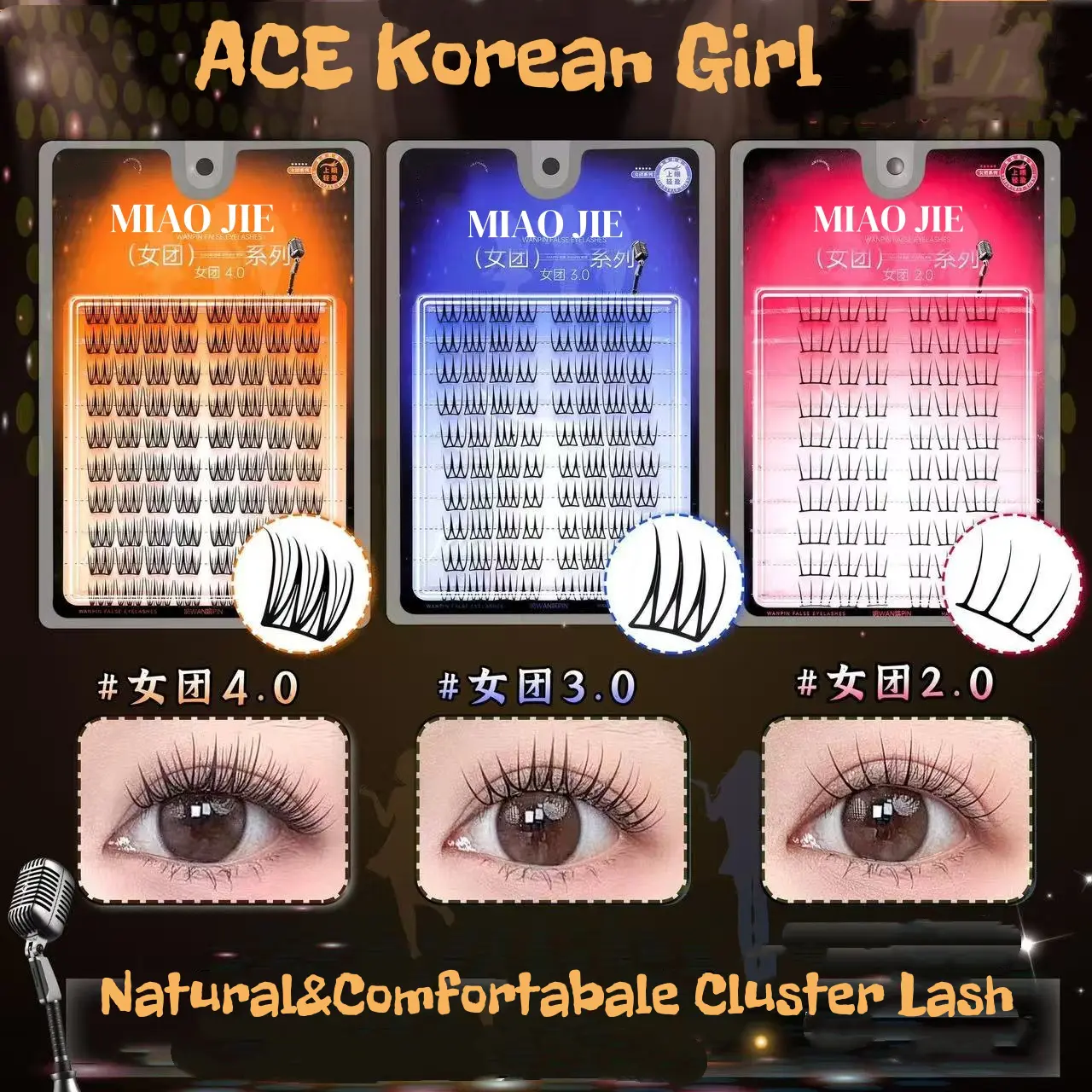 MIAOJIE DIY Cluster Lashes Individual Eyelashes Reusable  5D Fluffy Eyelash Korean Manga Lash Extension At Home 2026 New