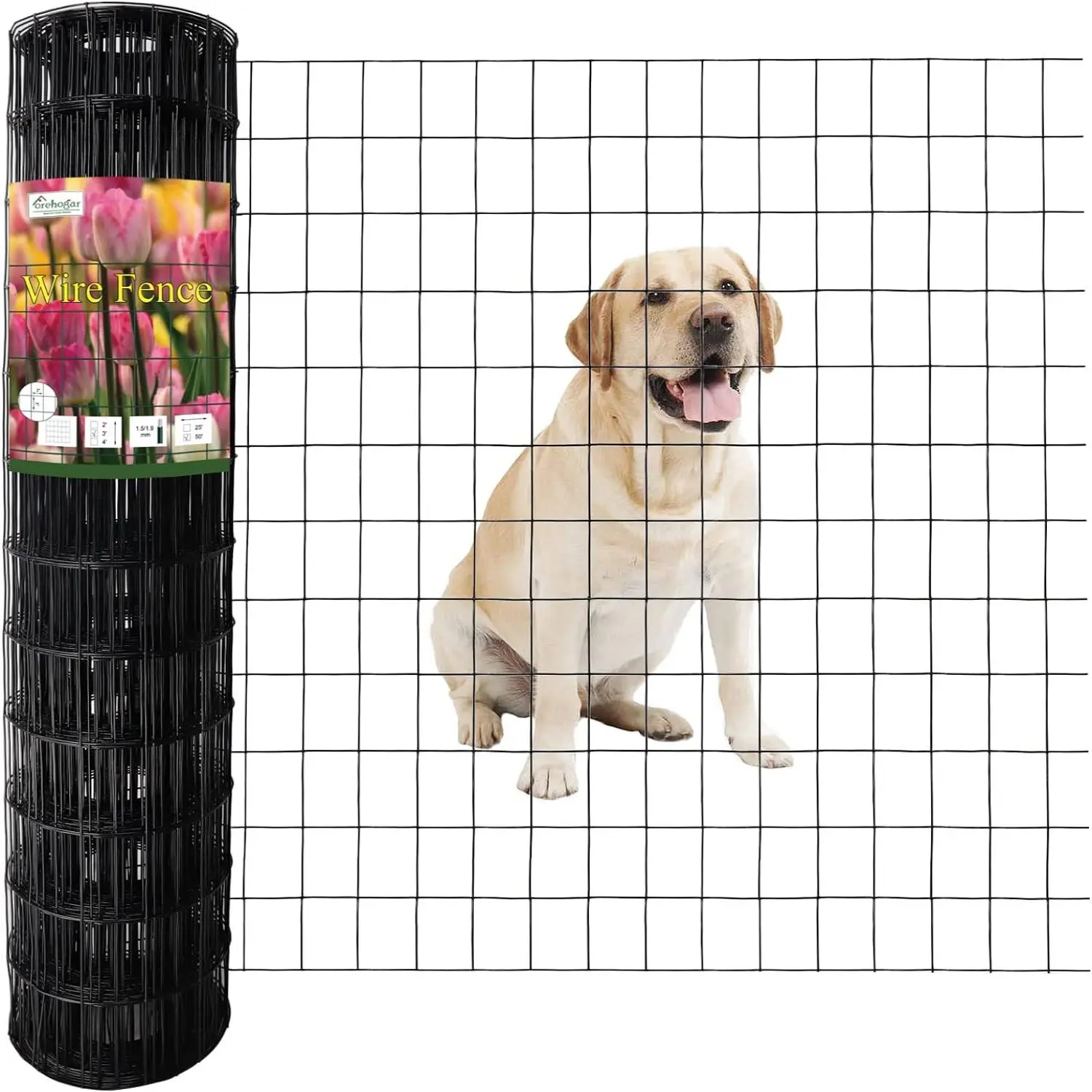 PVC Coated Welded Wire Fence 36 Inch x 50 Ft, Garden Border Fencing Roll Vinyl Coating Metal Wire Mesh Roll for Dog Border Garden Yard Vegetable Plant Protection Poultry Netting