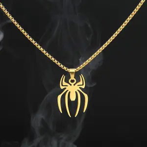 HN004:Hip-Hop Style Classic Spider Necklace For Women and Men Jewelry Fashionable High Quality Stainless Steel Chain