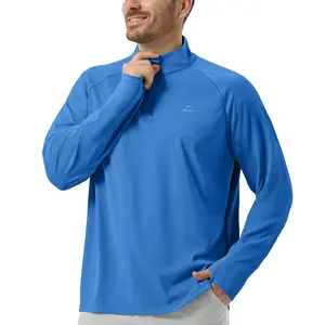 Willit Men's UPF 50 Sun Protection Shirt, Long Sleeve UV Sun Hoodie, Hiking Running Swimming Sports Training Shirt, Sun Protection Swimsuit Fishing Protective Shirt, Long Sleeve SPF UV Sun Protection Shirt, Golf Quarter-Zip UV Protection T-Shirt