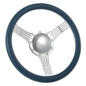 Flashpower 14'' Bonjo Billet Half Wrap 9 Bolts Steering Wheel with 2'' Dish and Horn Button