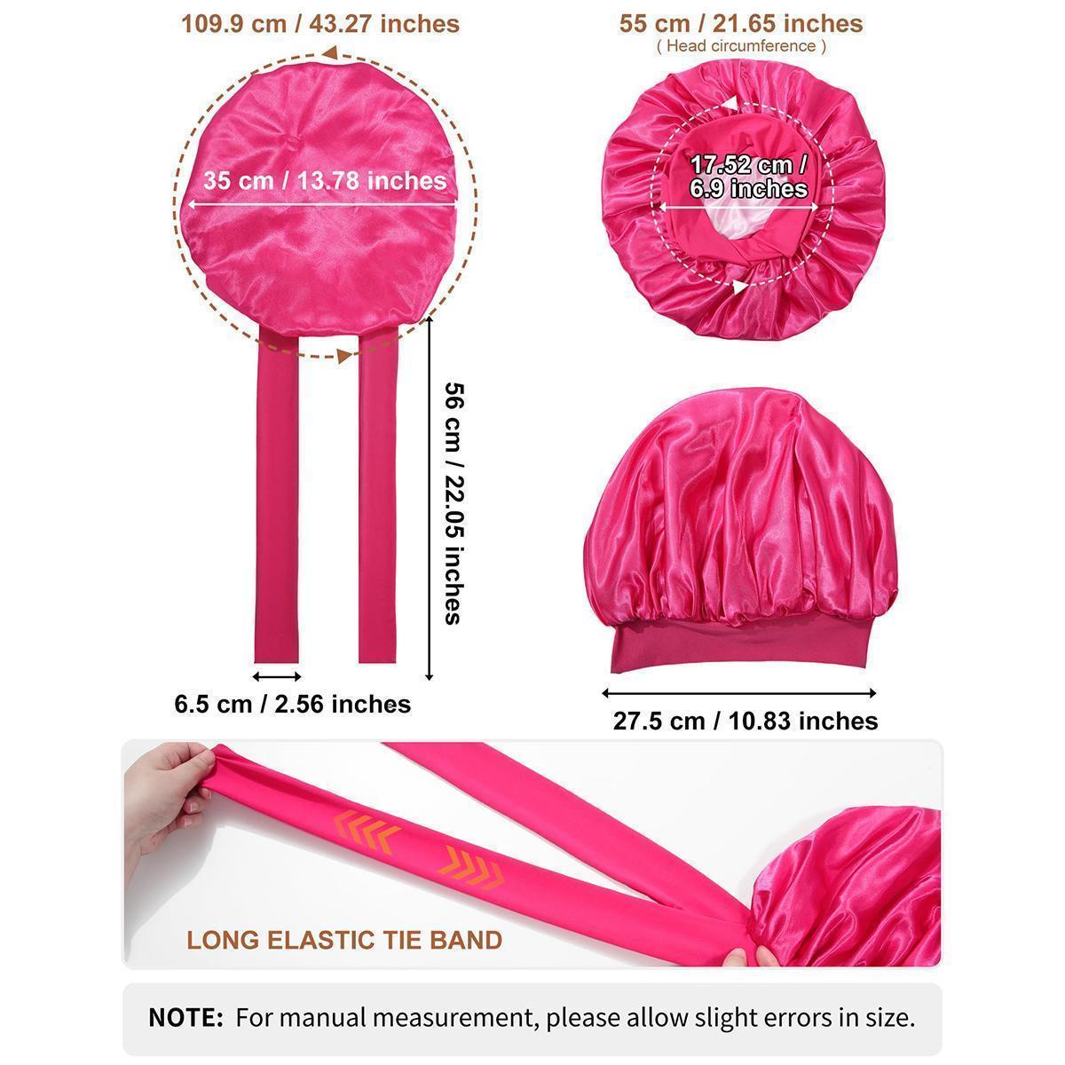 AWAYTR Double Layered Two Color Satin Bonnet Women's Silk like Bonnets for Sleeping with Tie Band Curly Hair Care Night Cap Gifts AWAYTR Double Layered Two Color Satin Bonnet Women's Silk like Bonnets for Sleeping with Tie Band Curly Hair Care Night Cap Gifts