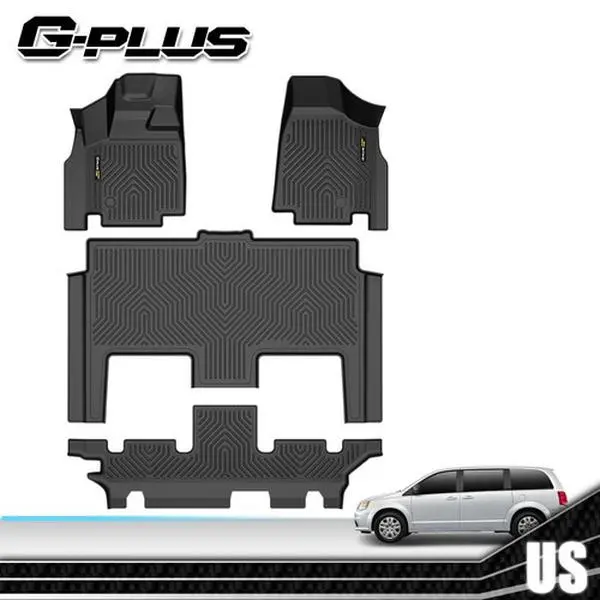 G-PLUS TPE Floor Mats & Cargo Liner for 2008-2020 Dodge Grand Caravan Minivan, Vehicle-Specific Fit, Easy Installation, All-Weather Automotive Car Interior Accessory, Waterproof, Anti-Slip, Cargo Area Protection