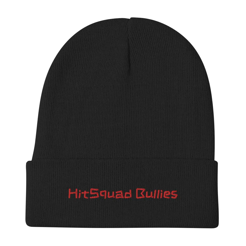 HitSquad Bullies Embroidered Beanie, Breathable Cotton Blend, Form-Fitting Shape, Fashion Accessories