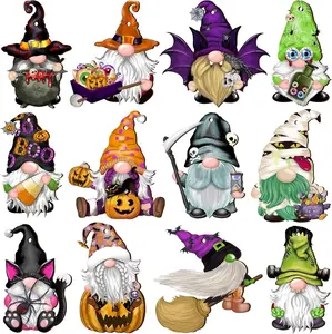 24 PCS Halloween Wooden Gnomes Hanging Ornaments, Wood Hanging Pendant Decoration for Halloween Tree Wooden Tags Slices Cutouts for Classroom Home Decor Holiday Party Supplies (Gnomes)