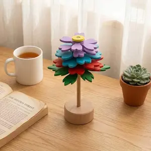 Creative Stress Relief Spiral Flower, Style Home Decor, Multicolor Wooden Craft, Visual Feast, Explore Wooden Flowers Magic