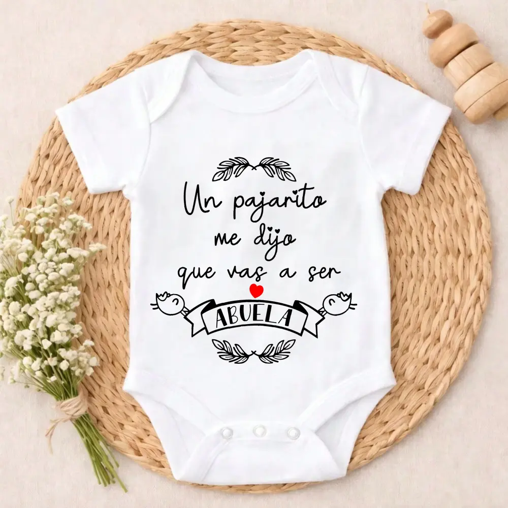 Baby Bodysuit Grandparent Announcement Print 100% Pure Cotton Non-Irritating Snap Closure Breathable Stretchy Perfect For Gifting & Everyday