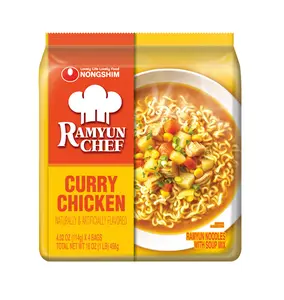 Nongshim Ramyun Chef Curry Chicken Multi 4 Pack - Gourmet Instant Noodle Soup with Rich Curry Broth & Chewy Noodles - Perfect for Quick Meals & Comfort Food