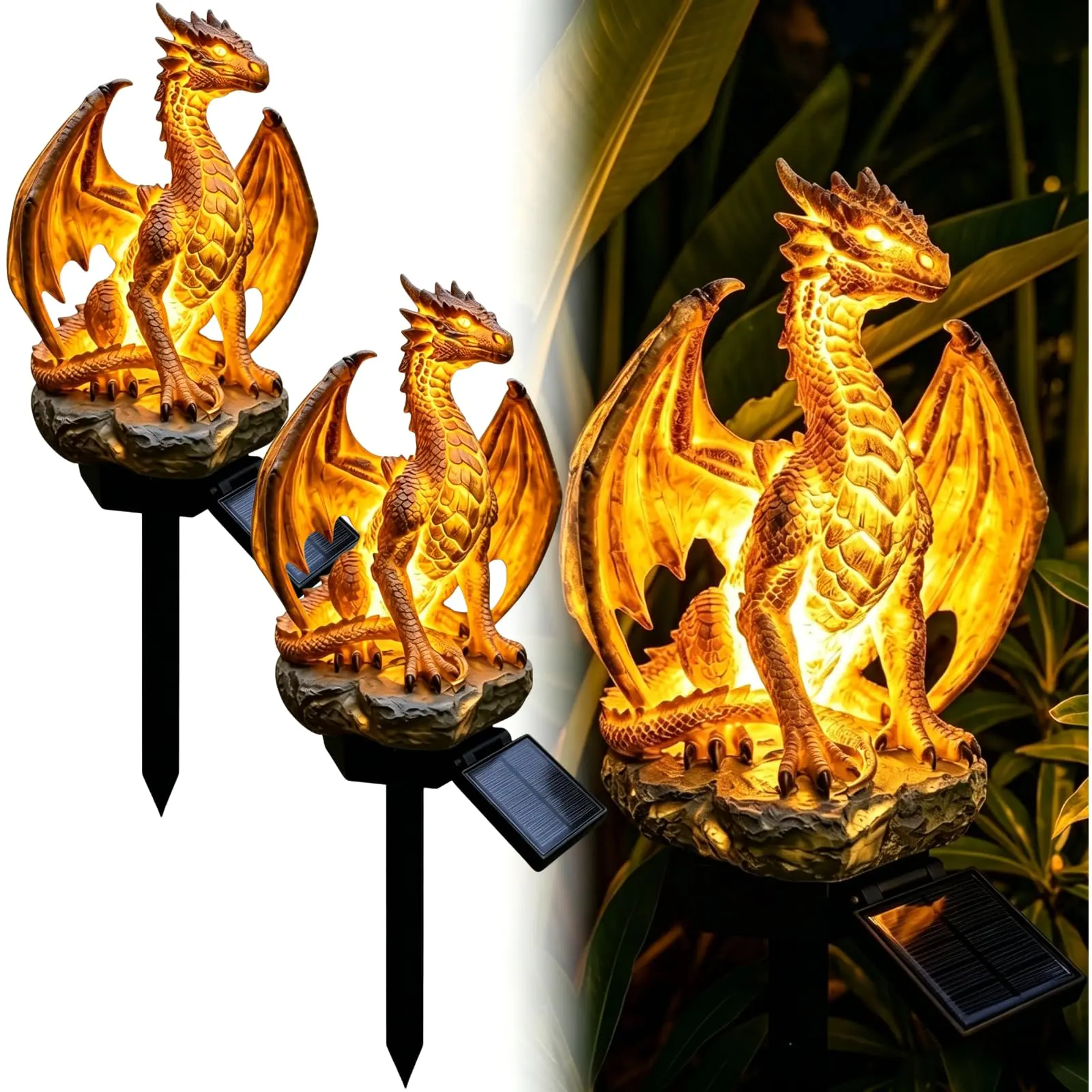 Solar Dragon Garden Statue, 2026 New Upgrade Outdoor LED Lamp, Gothic Medieval Figurine, Halloween Yard Patio Decor, Creative Gift for Dragon Enthusiasts