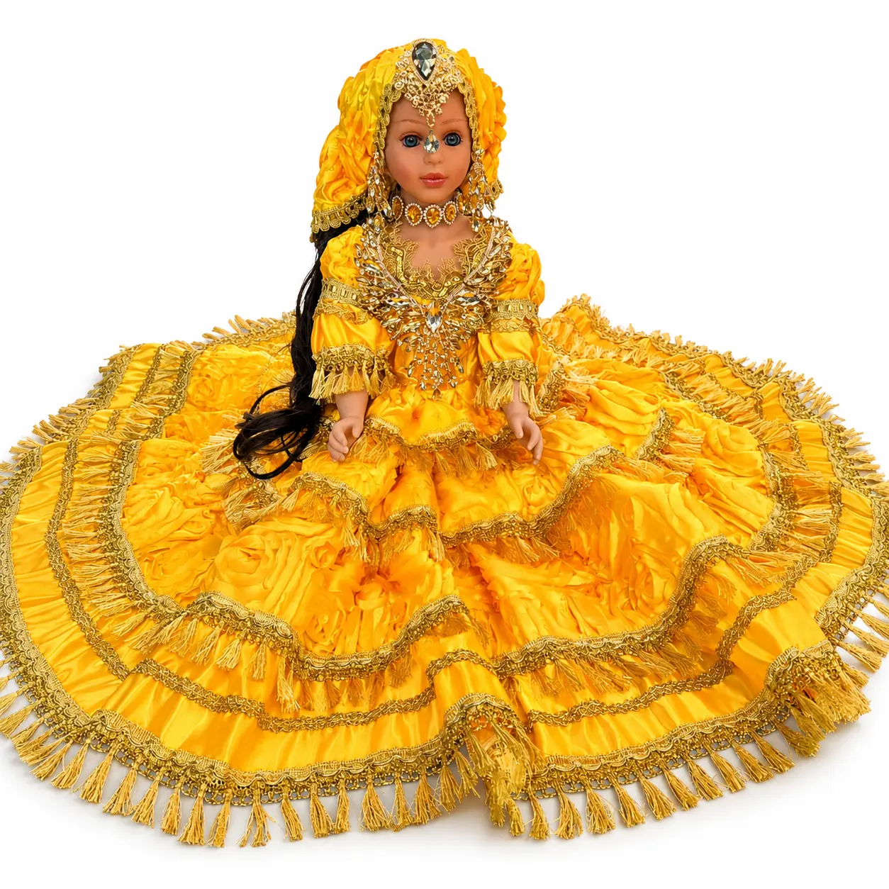26" Yellow Gold Muneca Gitana Spiritual Altar Figure | Santeria Yoruba Religious Decor for Orisha Altar, Prayer Space, Ritual Room & Sacred Display
