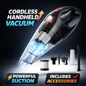 Handheld Vacuum Cleaner - Powerful suction, easily removes pet hair and debris, ultra-compact and lightweight, built-in LED light illuminates dark corners, convenient grab design for quick cleaning of homes and cars