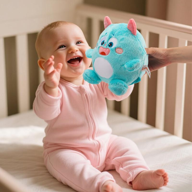 Lumo Puff Bouncing Monster Plush Toy 9.5"*8.5" Singing Mimicking Repeating Talking with 48 Melodies & Recording Feature Best Gift for Xmas Birthday Party Thanksgiving Halloween Weighted Stuffed Animal Sensory Cuddle Box Cute Soft plushie