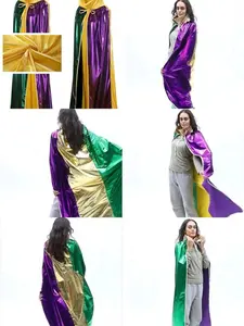 Fashion Colorblock Stand Collar Cape, Perfect for Carnival Party Festival and Decor Props