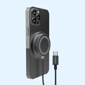 15W Magnetic Wireless Fast Charger, MagSafe Compatible Charging Pad, Alloy Slim Wireless Charger with Anti-Slip Grip & 5ft USB-C Cable
