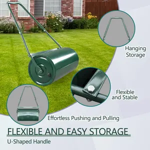 Gaomon Heavy Duty Steel Lawn Roller 9.5/10 Gallon Capacity Tow-Behind Garden Drum for Yard Leveling Seeding Sod Installation Water or Sand Fillable U-Shaped Ergonomic Handle