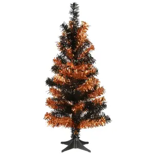 24 in. Halloween Black Orange Tinsel Tree