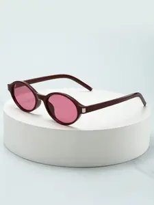 Women's Wine Retro Oval Fashion Sunglasses, Trendy Vintage Sunglasses, Metal Square Decor, Daily Wear and Vacation, New Year Valentine's Gift