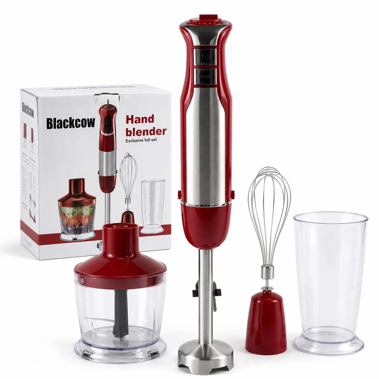 800W Handheld Immersion Blender, 15-Speed Electric Stick Mixer with Stainless Steel Blade, Whisk, Milk Frother, Masher, Chopper Bowl & Blending Cup, Multi-Function Kitchen Tool
