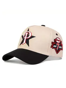 Five-pointed Star & Letter Embroidering Baseball Cap, Outdoor Sun Protection Hat, Adjustable Casual Trucker Hat for Men & Women, Fashion Accessories for Daily Wear