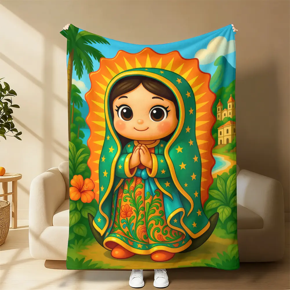 Countdown Sale!Cartoon Virgin Mary Blanket Soft Funny Throw Blanket,A warm nap blanket，Applicable throughout the four seasons，Suitable for use in offices, sofas, and travel settings, etc.A gift suitable for fans, friends and children