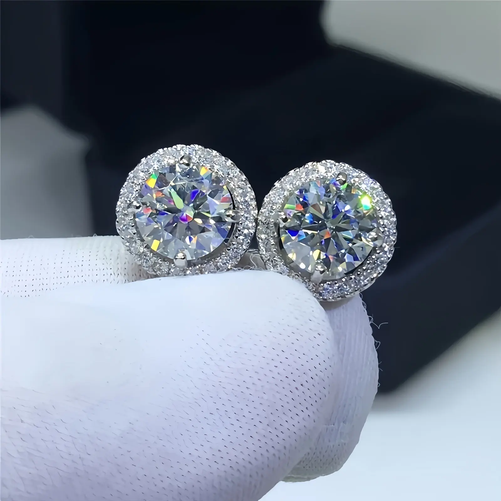 Women's High-Quality Moissanite Brilliant Stud Earrings, 1 Carat Total (2 x 6.5mm) Bright-Cut Costume Jewelry, Ideal Birthday/Anniversary Gift with Gift Box, High Quality Earrings