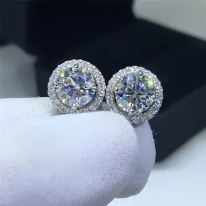 Moissanite Stud Earrings Jewelry Perfect Birthday Mother's Day Gift for Men Women with Gift Box 1.0CT