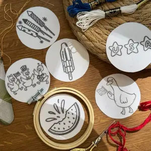 USA Patriotic Stitch and Stitch Hand Embroidery Pattern Designs Set of 6 Hand Embroidery Patterns