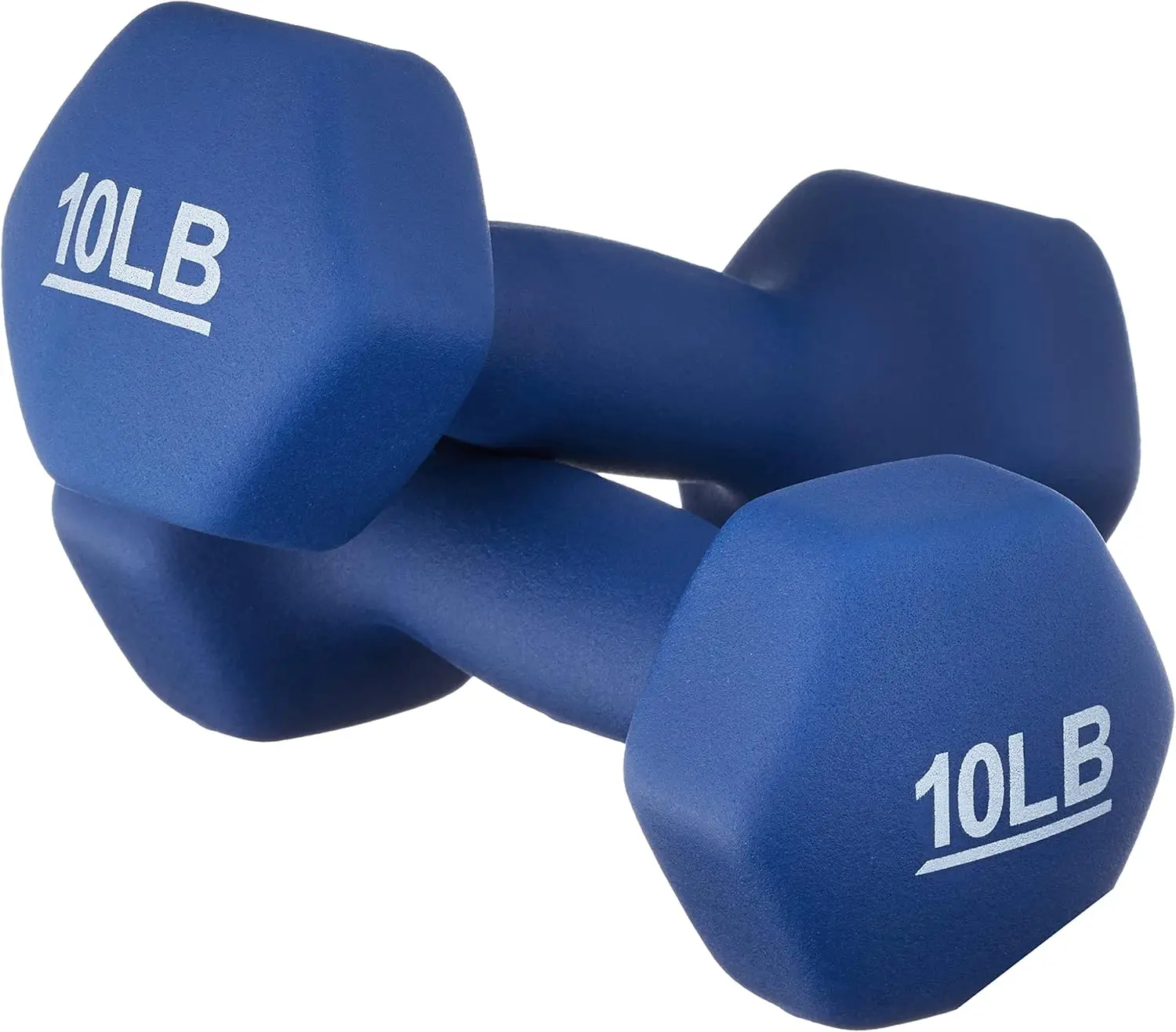 10LB Neoprene Dumbbell Hand Weights Navy Blue Set of 2 for Exercise Muscle Toning Non-Slip Grip Hexagon Ends