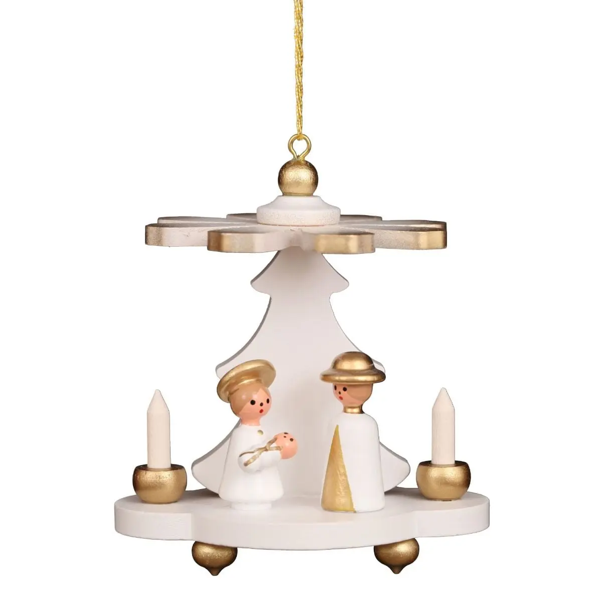 Christian Ulbricht 10-0907 Religious White Pyramid Christmas Ornament, Holy Family Design, Depth: 2.3", Height: 3", Suitable for All Ages