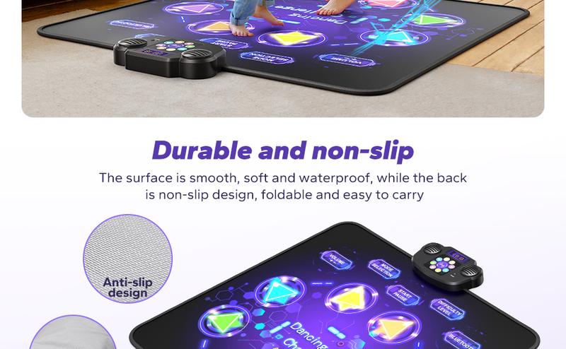 MERACH Dance Mat Bluetooth Electronic Dance Pad with Light-up Built-in Music Dance Game Toy Christmas Gift for Kids Girls Boys 3-12 Years Old
