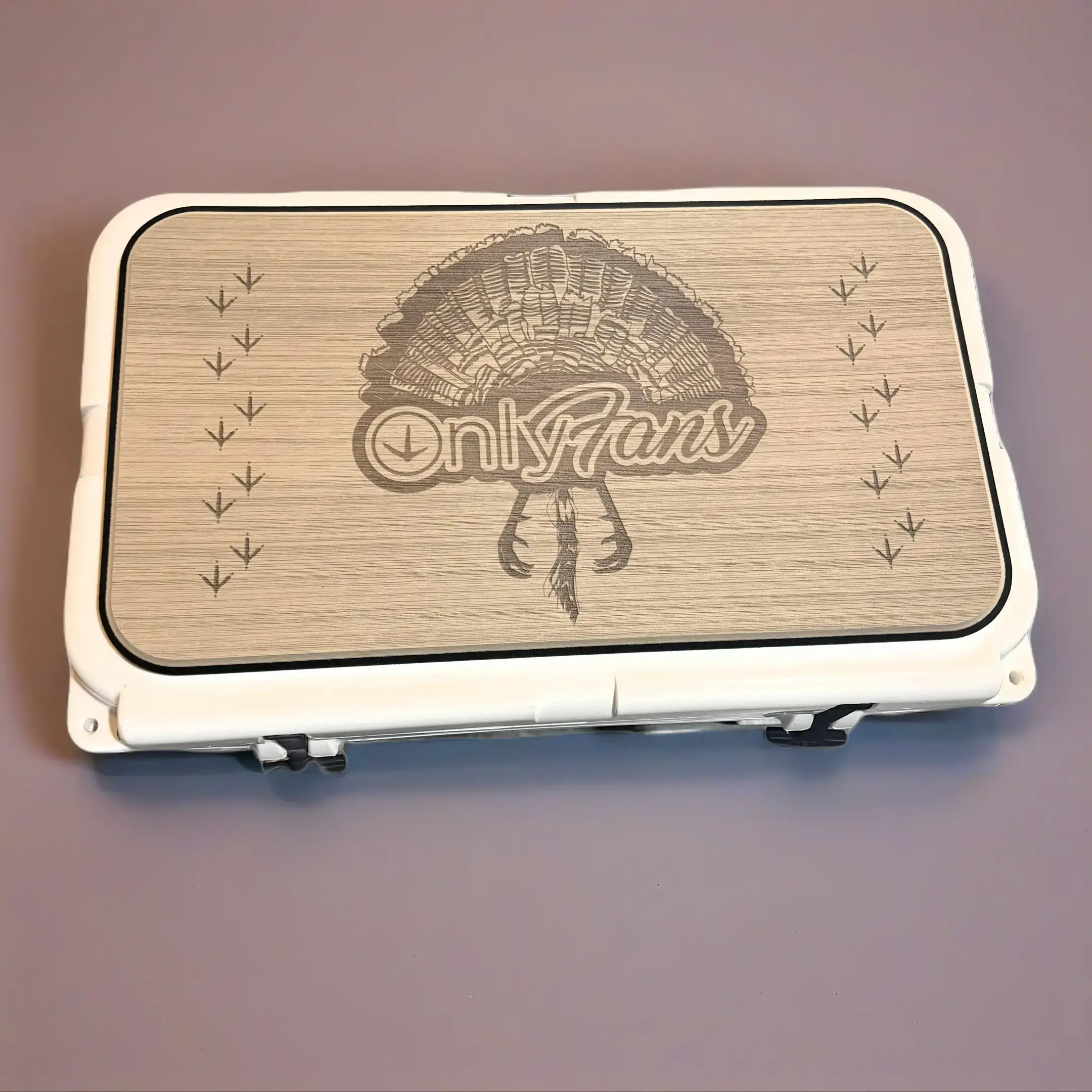 YETI Vortex Cooler Pad with Only Fans Turkey Logo - Tan/Black Mat, 3M Adhesive Easy Peel & Stick - Fits Tundra, Roadie, Haul, Wheeled Coolers - Durable, Weather-Resistant - Camping Outdoor Enthusiasts Accessory, Nonslip, Container Cooler Accessories