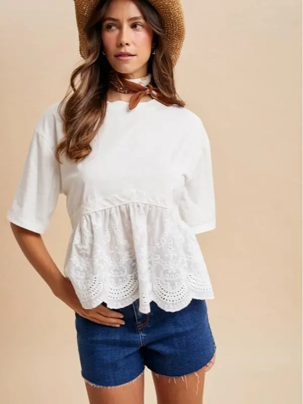 Women's The Birdie Soft Cotton-Jersey Spandex Blouse, Casual Daily Wear Top