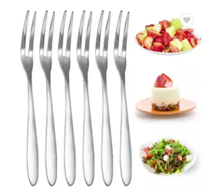 12-Piece Stainless Steel Mini Fork Set - Elegant 2-Prong Fruit, Appetizer, and Dessert Forks for Cocktails and Cakes TIKA