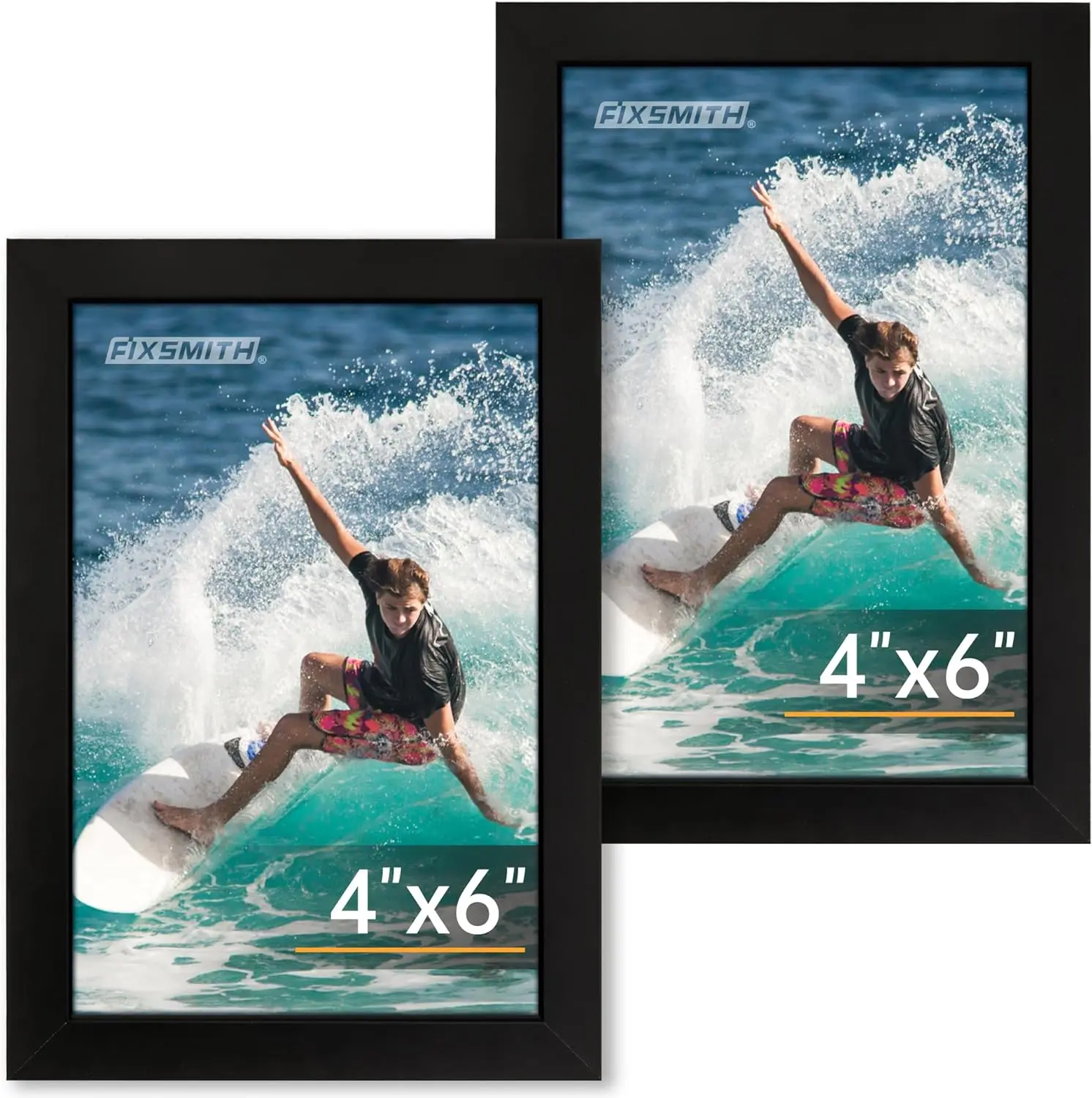 FIXSMITH 4x6 in Acrylic Photo Frame Set of 2 - Minimalist Scratchproof Black Home Decor, Affordable and Versatile Wall Hanging or Tabletop Display for Living Room