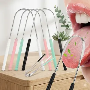 Non-Irritating Stainless Steel Tongue Cleaner, Shaped Tongue Scraper Suitable For Adults & Children, Effective Oral Care Tool, Tongue Scraping Tool Helps Freshen Breath And Clean Tongue