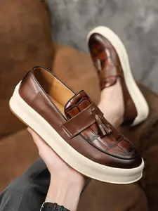 Men's Fashionable Loafers, Casual Comfortable Round Toe Flat Slip-on Loafers for Daily Wear, Business Formal Shoes for Men