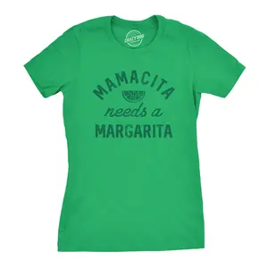 Womens Mamacita Needs A Margarita T Shirt Funny Tequila Tee Funny Womens T Shirts Cute Vintage Fashion Casual Ladies T-Shirt Gift Cinco De Mayo Tops for Women Funny Drinking Top Women's Novelty Tees Green