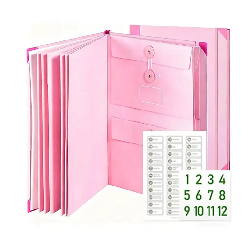 Multi-Pocket Expandable File Organizer Binder - Durable, Stylish Office Filing Supplies with Customizable Labels, Paper Folders with Pockets, A4/Letter Binder Folders, Paperwork Organizer for Households to Centralize Important Documents, Banknotes