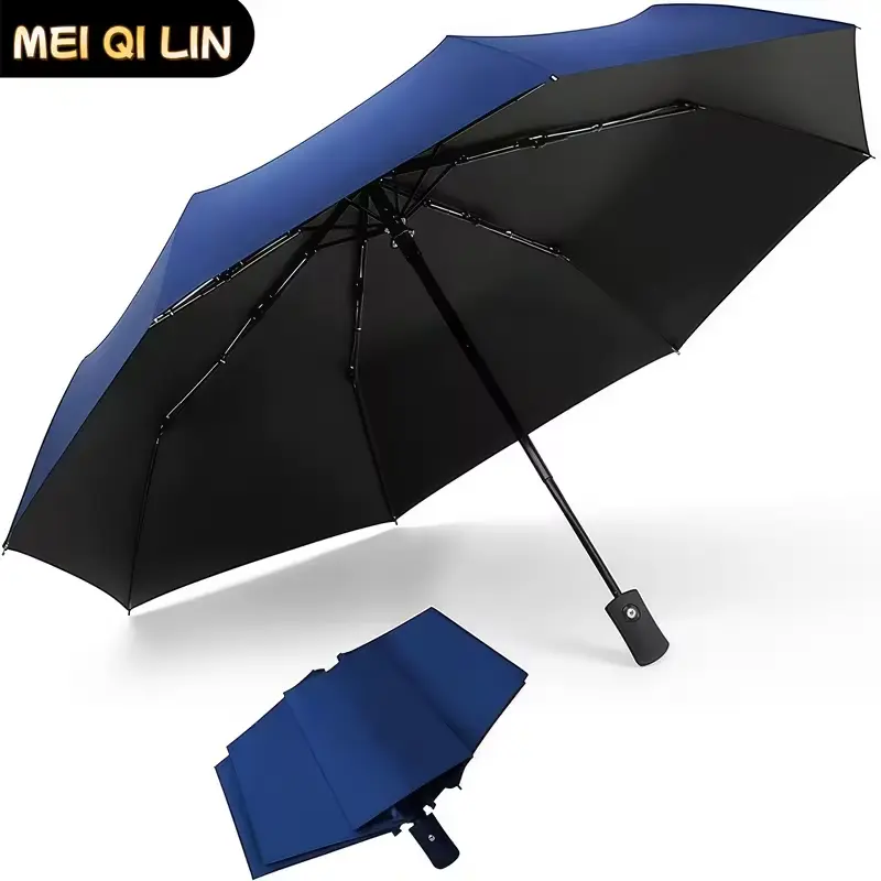 Unisex Automatic Folding Umbrella 8 Rib Windproof Water-Resistant, 1-Touch Open & Close, UV-Blocking Black Coating Portable Travel Sun & Rain   outdoor  Umbrellar