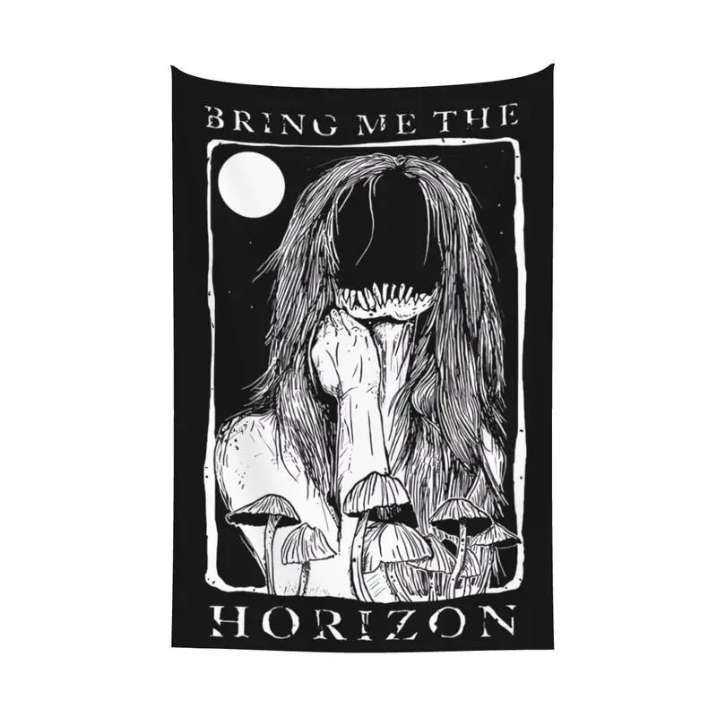 Bring Me the Horizon Flag Tapestry, 30x40" Fluffy Peach Lightweight Graphic Art, Wall Decor Aesthetic for Bedroom/Living Room Home Decor