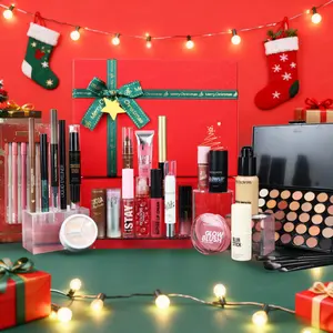 24-Day Surprise Christmas Advent Calendar Set, 24-Piece Makeup Foundation Liquid Eyeshadow LipStick Eyebrow Eyeliner Highlighter Surprise Blind Box Collection for Christmas Party Gift for Friends and Family