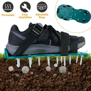 1Pair Lawn Aerator Shoes Grass Aerating Spike Sandal Heavy Duty Aerator Shoes w/ Adjustable Straps for Lawn Garden,summervibes
