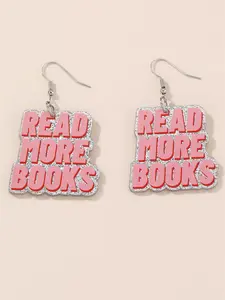 Fashionable Letter Pattern Dangle Earrings, Rhinestone Decor Acrylic Pendant Earrings, Trendy All-match & Exquisite Jewelry for Birthday Gift