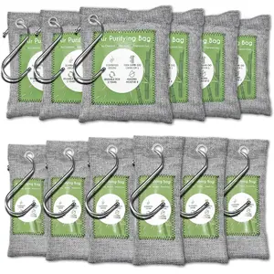 12 Pack Bamboo Air Purifying Bag Activated Charcoal Odor Moisture Absorber  Car Home Pet Closet Shoe Deodorizer Lightweight Perfume