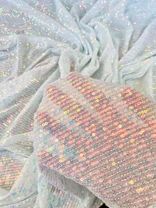 White Iridescent Sequin Mesh