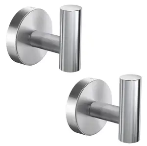 2-Pack Wall-Mounted Towel Hooks, Brushed Nickel Stainless Steel Bathroom & Kitchen Hooks