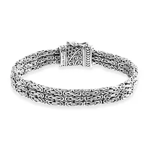 Borobudur Flat Chain Bracelet in Sterling Silver 7.25 In 43.65 Grams Christmas Gifts